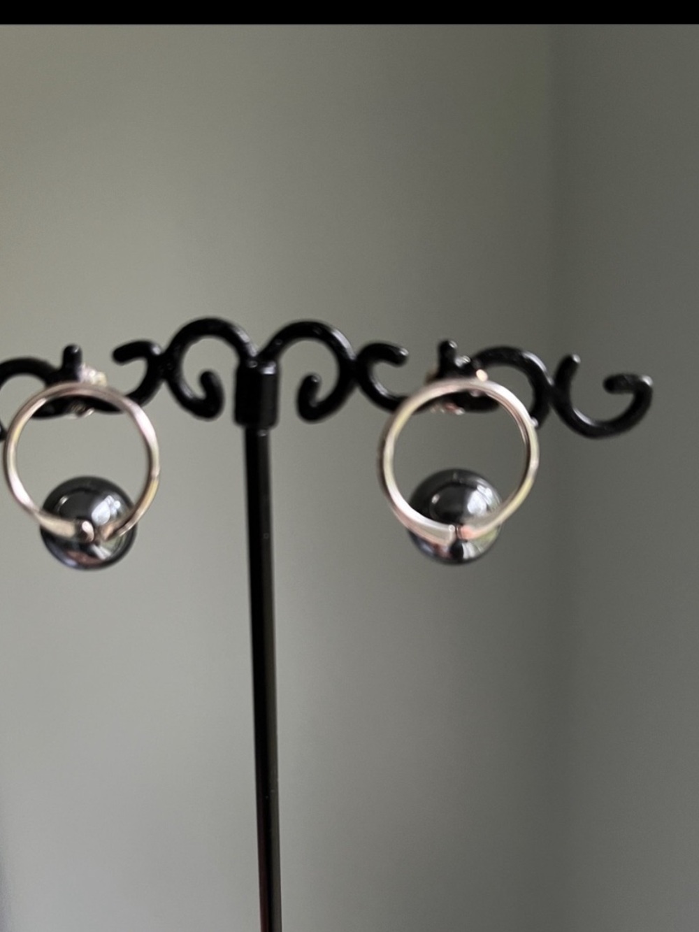 Hematite Sterling Silver Hoop Earrings